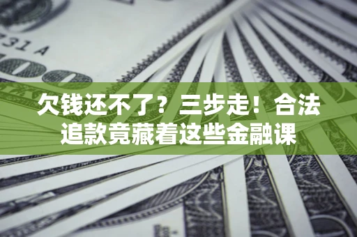 武汉欠钱还不了？三步走！合法追款竟藏着这些金融课