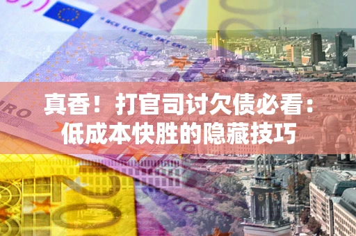 武汉真香！打官司讨欠债必看：低成本快胜的隐藏技巧